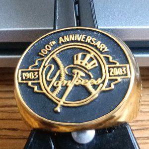 Gold Tone New York Yankees 100th Anniversary Fan Day 2003 Ring William Barthman